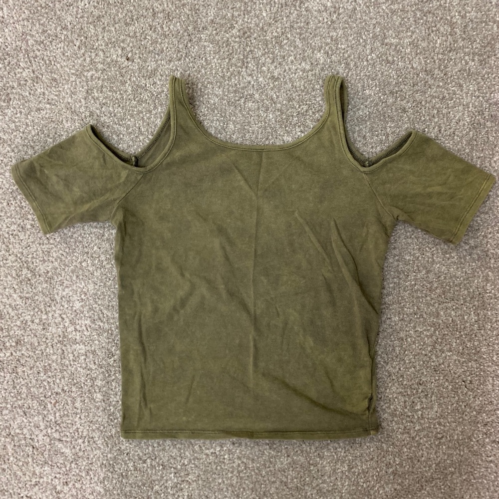 Scoop Neck Crop Top with Shoulder Cut-outs